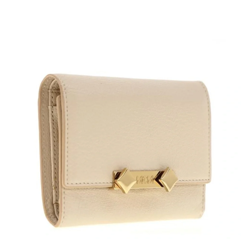 MCM Trifold Milano Leather Stud Wallet Cardholder with Coin Purse